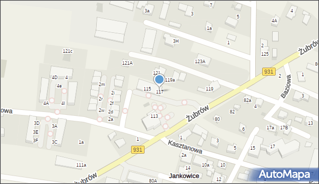 Jankowice, Żubrów, 117, mapa Jankowice