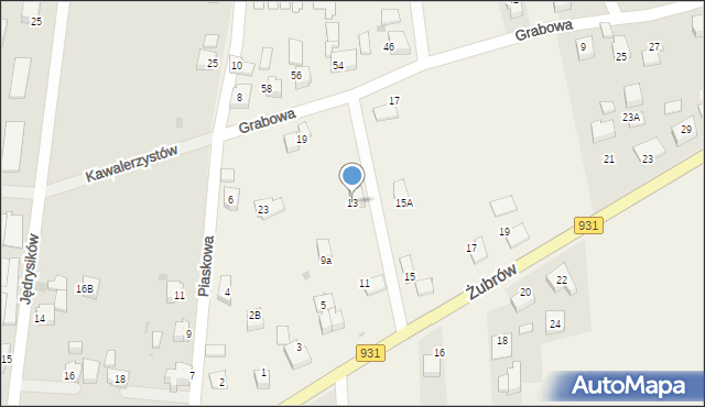 Jankowice, Żubrów, 13, mapa Jankowice