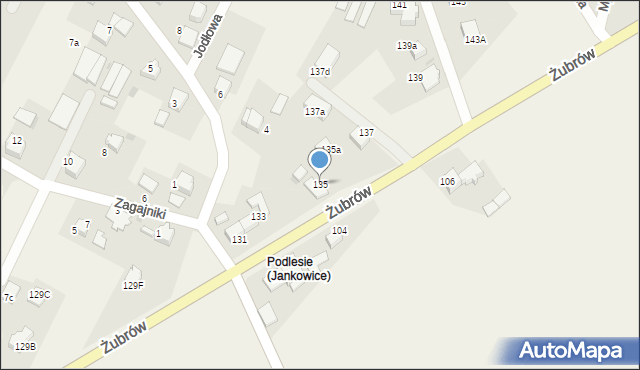 Jankowice, Żubrów, 135, mapa Jankowice