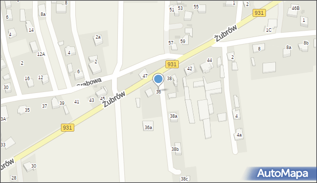 Jankowice, Żubrów, 36, mapa Jankowice