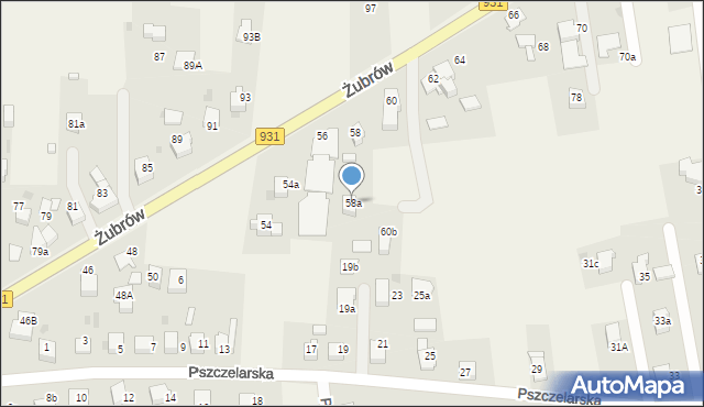 Jankowice, Żubrów, 58a, mapa Jankowice