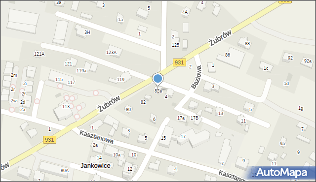 Jankowice, Żubrów, 82a, mapa Jankowice