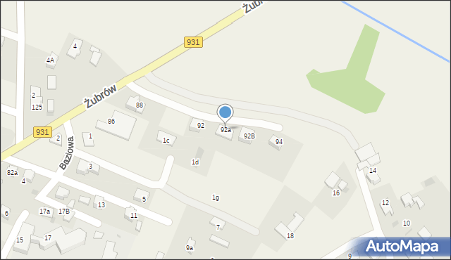 Jankowice, Żubrów, 92a, mapa Jankowice