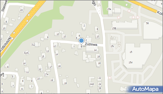 Katowice, Żużlowa, 5, mapa Katowic