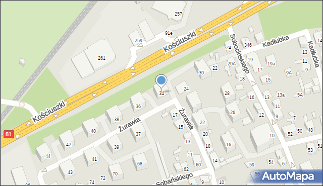 Katowice, Żurawia, 34, mapa Katowic