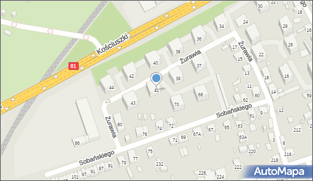 Katowice, Żurawia, 41, mapa Katowic