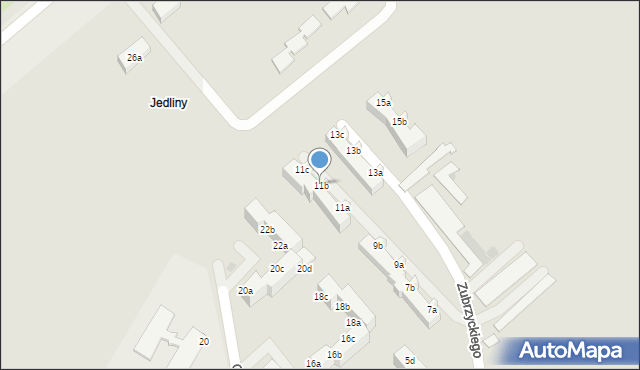 Koszalin, Zubrzyckiego Leona Zbigniewa, 11b, mapa Koszalina