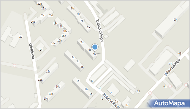 Koszalin, Zubrzyckiego Leona Zbigniewa, 5a, mapa Koszalina