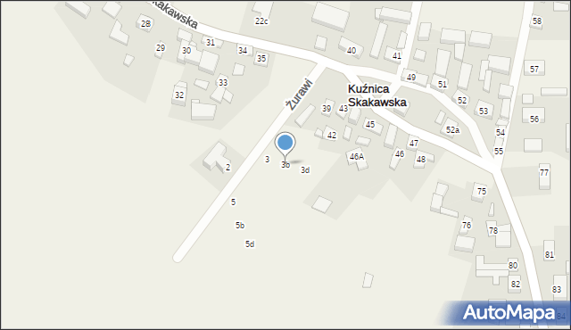 Kuźnica Skakawska, Żurawi, 3b, mapa Kuźnica Skakawska