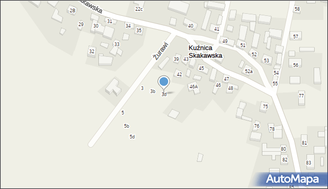 Kuźnica Skakawska, Żurawi, 3d, mapa Kuźnica Skakawska