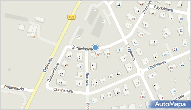 Leszno, Żurawinowa, 21a, mapa Leszno