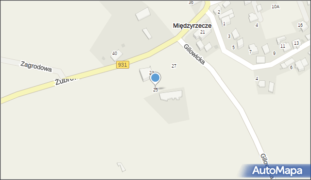 Międzyrzecze, Żubrów, 25, mapa Międzyrzecze