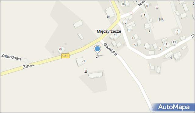 Międzyrzecze, Żubrów, 27, mapa Międzyrzecze