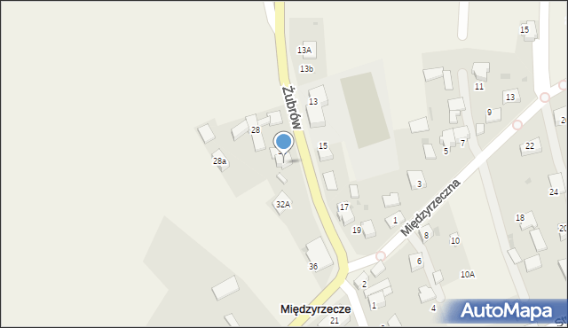 Międzyrzecze, Żubrów, 32, mapa Międzyrzecze