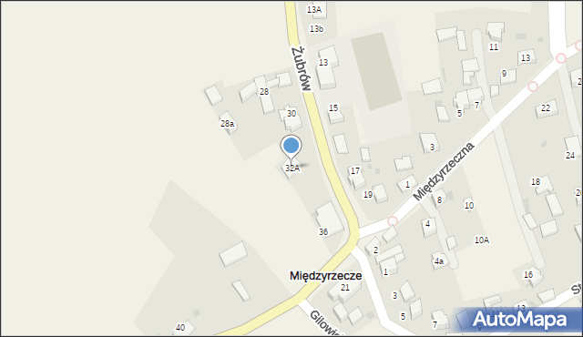 Międzyrzecze, Żubrów, 32A, mapa Międzyrzecze