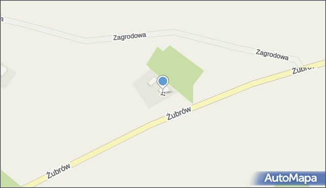 Międzyrzecze, Żubrów, 42, mapa Międzyrzecze