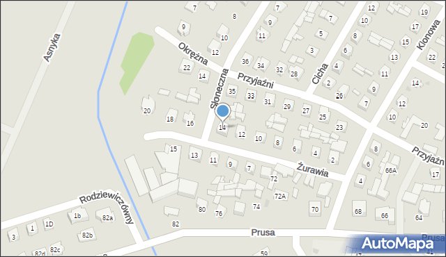 Ostrów Mazowiecka, Żurawia, 14, mapa Ostrów Mazowiecka