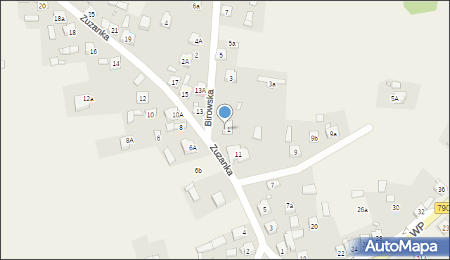 Podzamcze, Zuzanka, 11a, mapa Podzamcze