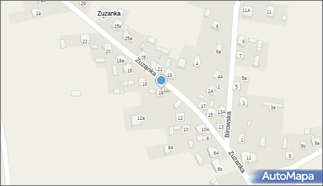 Podzamcze, Zuzanka, 14, mapa Podzamcze