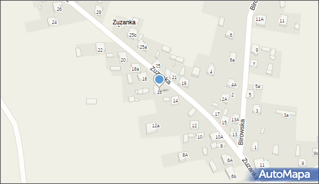 Podzamcze, Zuzanka, 16, mapa Podzamcze