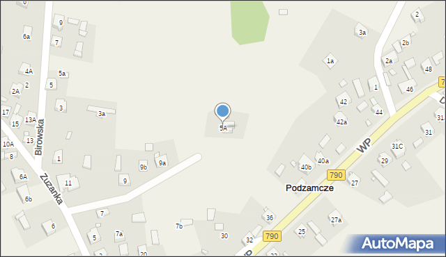 Podzamcze, Zuzanka, 5A, mapa Podzamcze