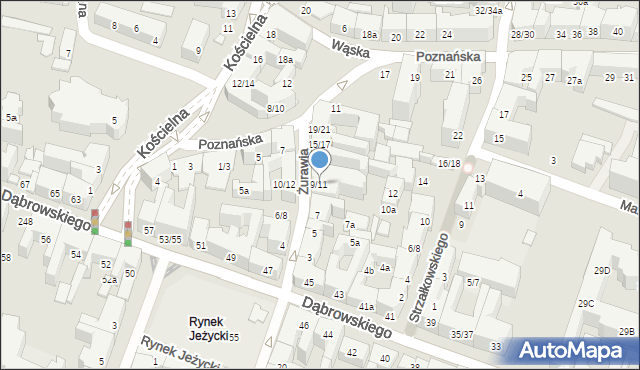 Poznań, Żurawia, 9/11, mapa Poznania