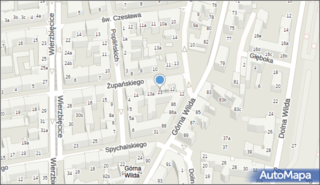 Poznań, Żupańskiego Jana, 13, mapa Poznania