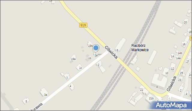 Racibórz, Żurawia, 1a, mapa Racibórz