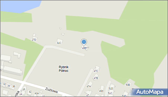 Rybnik, Żużlowa, 43D, mapa Rybnika