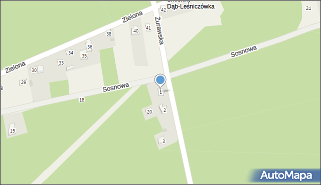 Śmiertny Dąb, Żurawska, 1, mapa Śmiertny Dąb