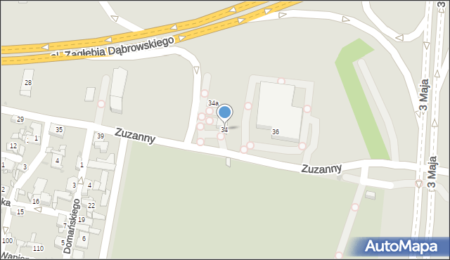 Sosnowiec, Zuzanny, 34, mapa Sosnowca