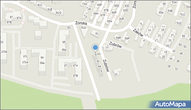 Tychy, Żubrów, 3, mapa Tychów