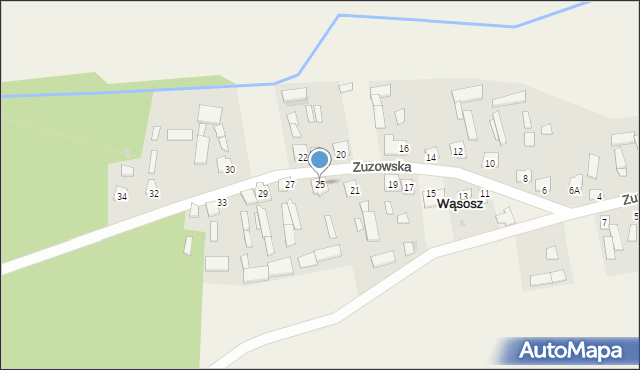 Wąsosz, Zuzowska, 25, mapa Wąsosz