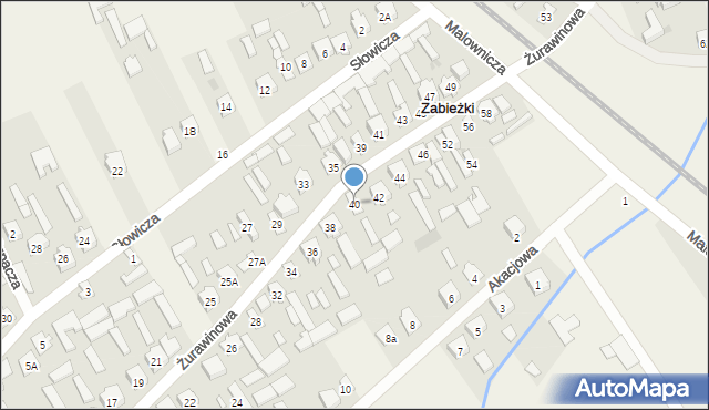 Zabieżki, Żurawinowa, 40, mapa Zabieżki