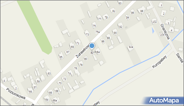 Zabieżki, Żurawinowa, 82, mapa Zabieżki