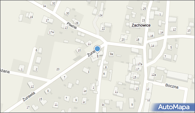 Zachowice, Żurawia, 5, mapa Zachowice