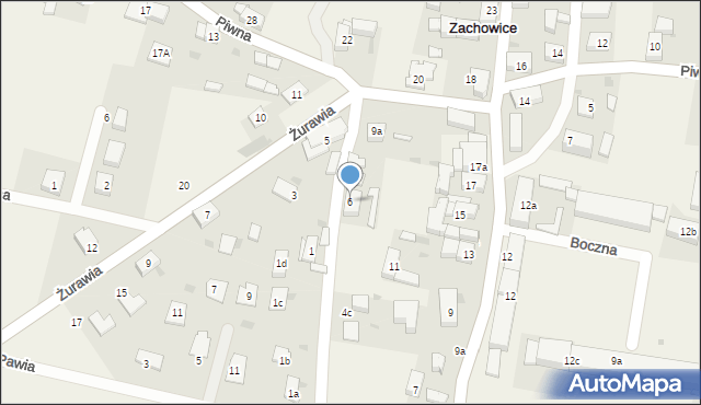 Zachowice, Żurawia, 6, mapa Zachowice