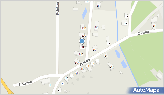 Żary, Żurawia, 11B, mapa Żary