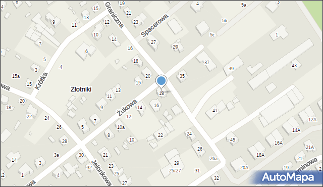 Złotniki, Żukowa, 18, mapa Złotniki