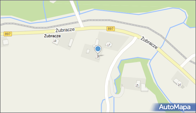 Żubracze, Żubracze, 18, mapa Żubracze