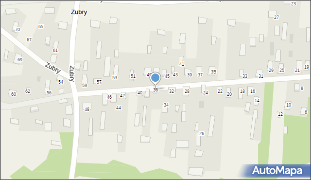 Zubry, Zubry, 36, mapa Zubry