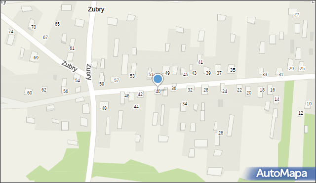 Zubry, Zubry, 40, mapa Zubry