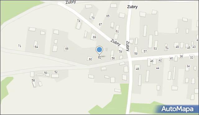 Zubry, Zubry, 62, mapa Zubry