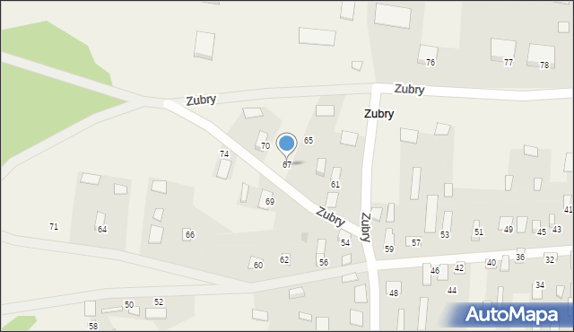 Zubry, Zubry, 67, mapa Zubry