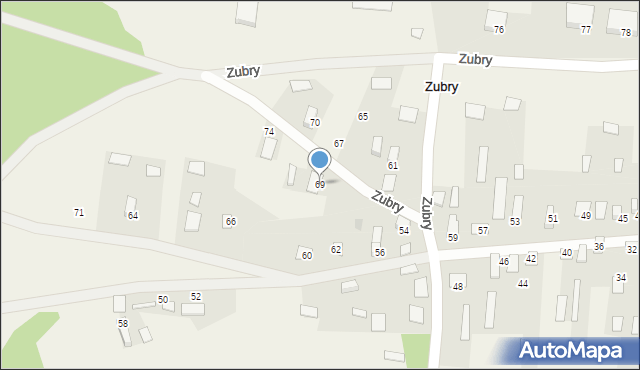 Zubry, Zubry, 69, mapa Zubry