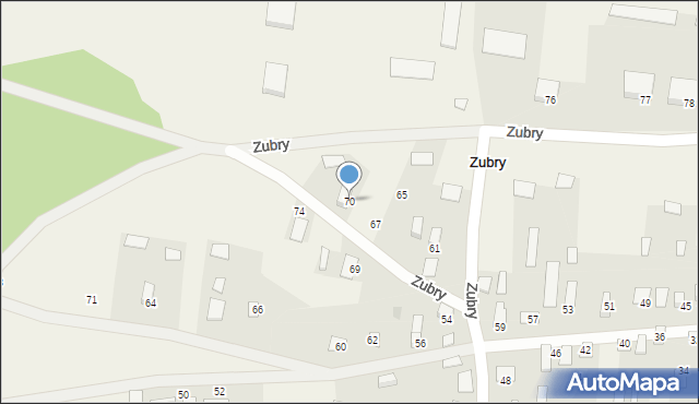 Zubry, Zubry, 70, mapa Zubry