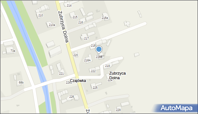 Zubrzyca Dolna, Zubrzyca Dolna, 218B, mapa Zubrzyca Dolna