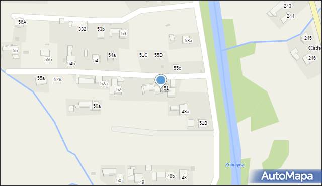 Zubrzyca Dolna, Zubrzyca Dolna, 51a, mapa Zubrzyca Dolna