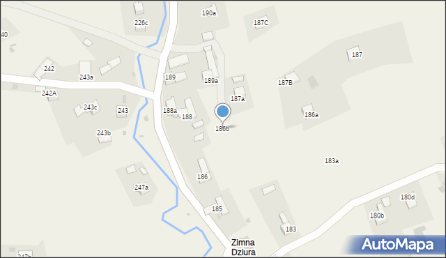 Zubrzyca Górna, Zubrzyca Górna, 186b, mapa Zubrzyca Górna