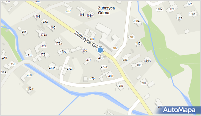 Zubrzyca Górna, Zubrzyca Górna, 478, mapa Zubrzyca Górna